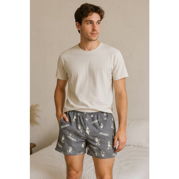 Disney Parks Grumpy Dwarf Sleep Shorts Gray Pajama Lounge XL - Picture 1 of 7